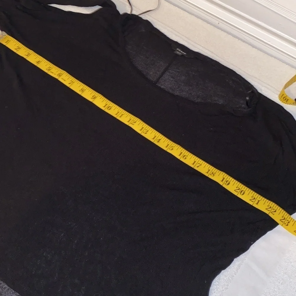 Guess sweater high/low style cropped sheer look long sleeves high/low Sz X-small